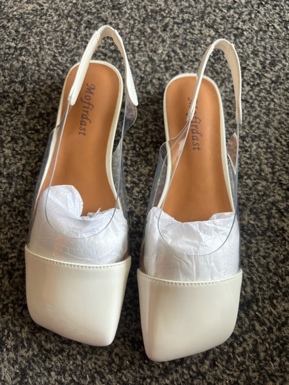 Mofirdast White Clear Slingback Flats Size 7 - Picture 7 of 9